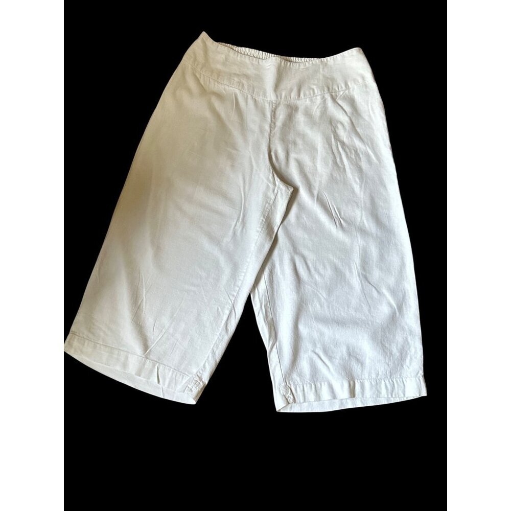 Women's Linen White Elastic Waist Bermuda Shorts Lightweight Size 18/20W